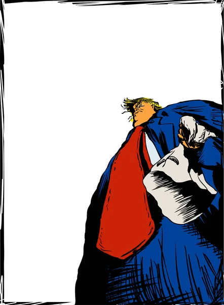 Donald Trump tenant le capot du KKK dans un cadre — Image vectorielle