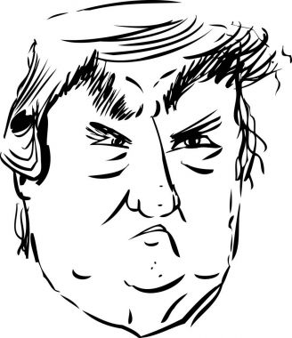 Karikatür portre Donald Trump özetlenen