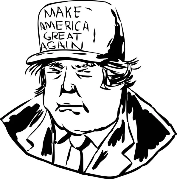 Esboço de Trump vestindo chapéu branco MAGA Ilustração De Bancos De Imagens