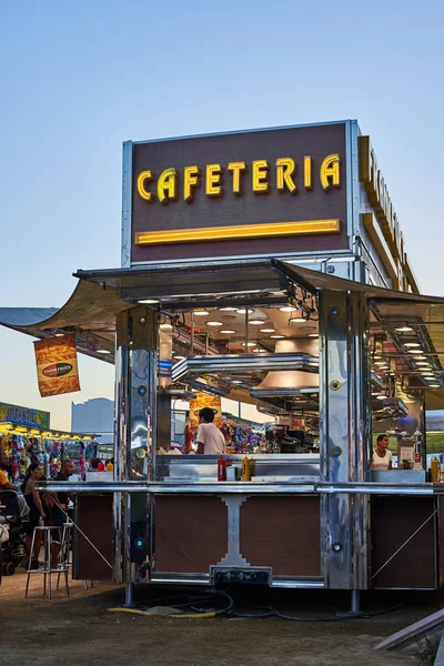 Mobile cafeteria in a street fair at sunset. — Stock Photo, Image
