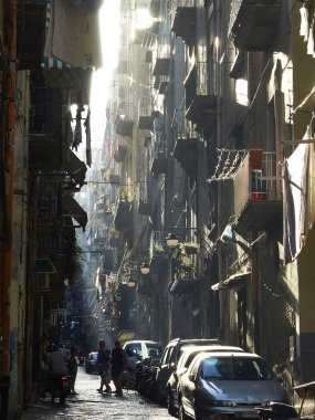Sokak Quartieri Spagnoli mahalle Naples, Campania, İtalya.