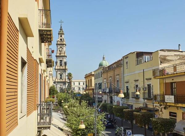 Bell tower of Santuario della Beata Vergine del Rosario. Pompei.