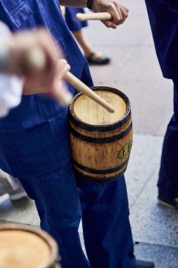 Citizens drumming in Tamborrada of San Sebastian. Basque Country, Spain. clipart