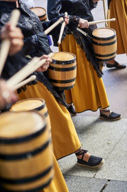 Citizens drumming in Tamborrada of San Sebastian. Basque Country, Spain. clipart