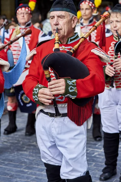 在圣塞巴斯蒂安的 Tamborrada 风笛的士兵。巴斯克国家, 西班牙. — 图库照片