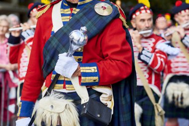 Soldiers playing flute in Tamborrada of San Sebastian. Basque Country, Spain. clipart