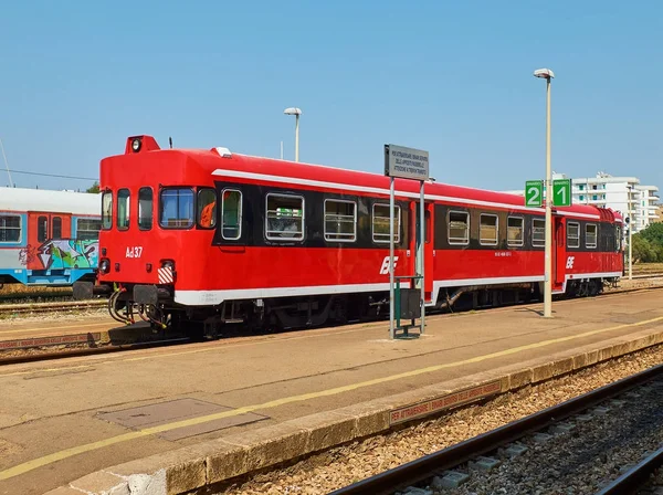 Estación de tren FSE, Ferrovie del Sud Est. Gallípoli, Puglia, Italia . — Foto de Stock