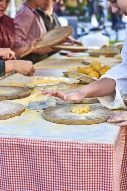 Çiftçiler Talos Santo Tomas fuarda yapma. San Sebastian.