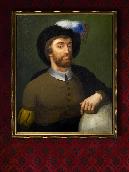 Juan Sebastian Elcano肖像 无名氏，十六世纪，帆布上的石油. — 图库照片