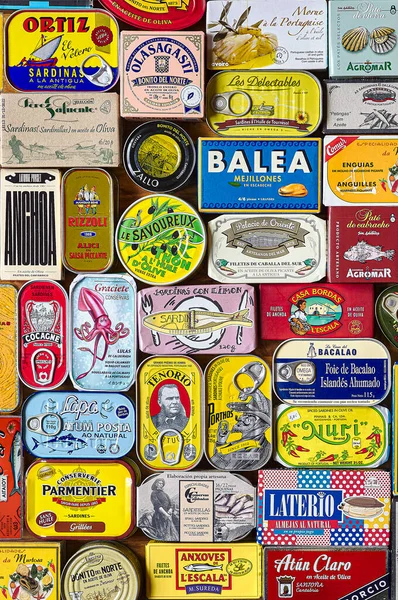 Madrid Spain May 2020 European Selection Canned Fish Classic Retro — Stock Photo, Image