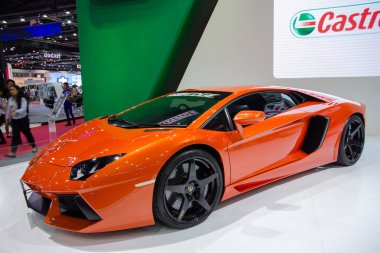 Lamboghini presented in booth Castrol Motor Show clipart