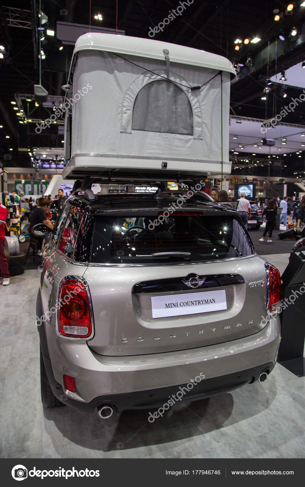 Mini Cooper Countryman Mount With Rooftop Tent Stock Editorial