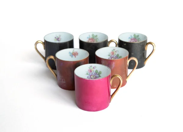 Set di sei tazze da caffè giapponesi vintage — Foto Stock