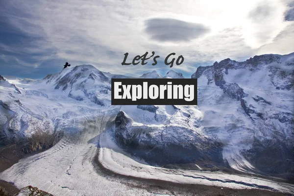 Mari Kita Menjelajahi Desain Kata Pada Foto Gunung Gornergrat Zermatt — Stok Foto