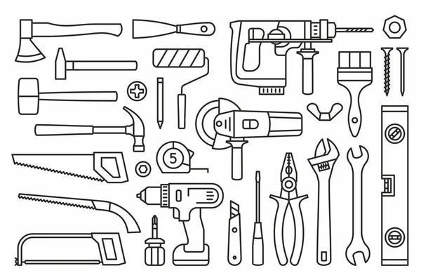 Iconos de herramientas de construcción — Vector de stock