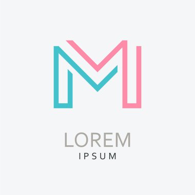 M harfi logosu. Vektör simgesi