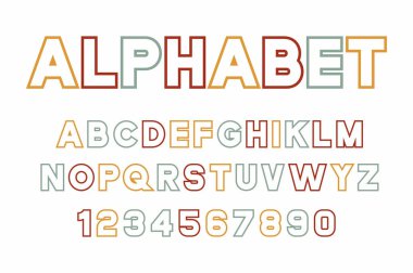 Vektör retro renkli yazı tipi ve alfabe