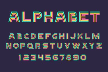 Vektör Lineer yazı tipi ve alfabe