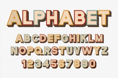 Vektör retro renkli yazı tipi ve alfabe