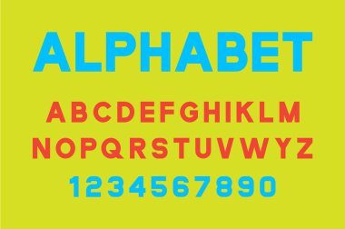 Vektör retro renkli yazı tipi ve alfabe