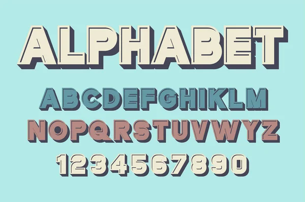 Vecteur Police Alphabet Colorés Rétro — Image vectorielle