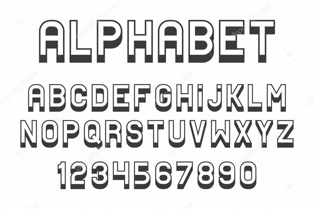 Black of font and alphabet