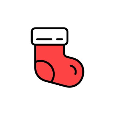 Noel çorabı ikonu. Beyaz arkaplanda izole