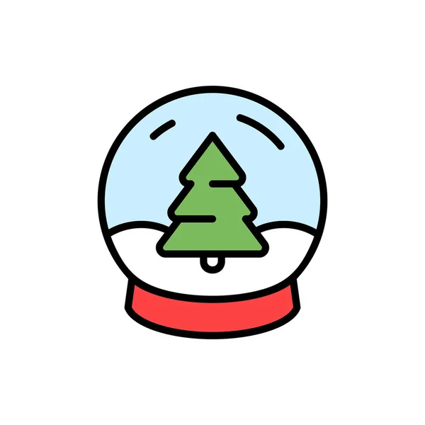 Vánoční Ikona Sněhové Koule Izolováno Bílém Pozadí — Stockový vektor