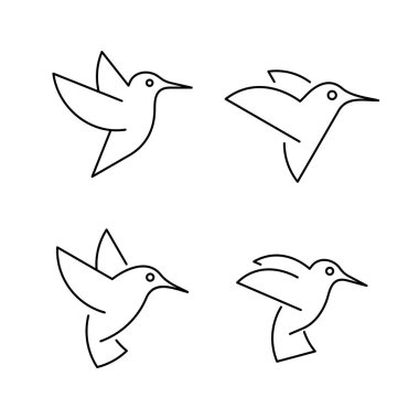 Bir dizi sinekkuşu çizgi ikonu. Simge tasarımı. Şablon ögeleri