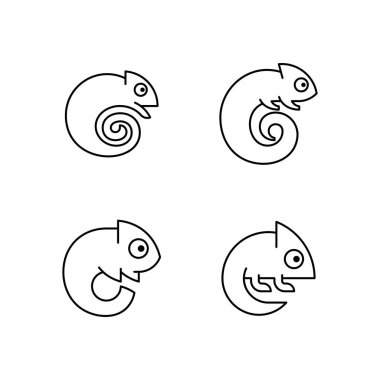 Bir dizi Bukalemun çizgi simgesi. Simge tasarımı. Şablon ögeleri