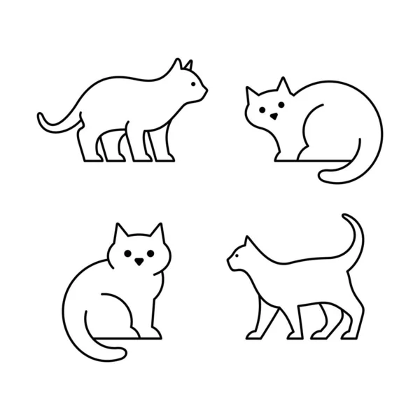 Sada Ikon Cats Line Design Ikon Prvky Šablony — Stockový vektor