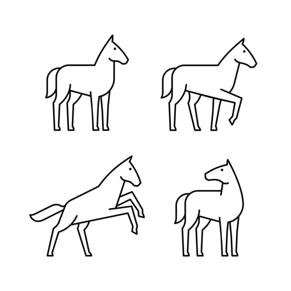 Conjunto Ícones Linha Cavalos Design Ícones Elementos Modelo — Vetor de Stock