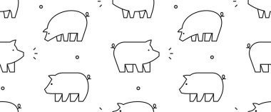 Domuzlar ile Dikişsiz Desen. beyaz arka plan üzerinde izole