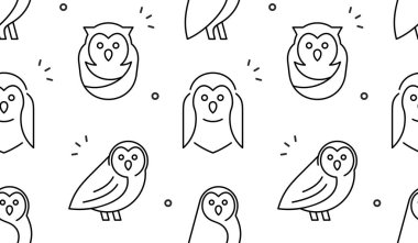 Baykuşlarda kusursuz desen var. beyaz arkaplanda izole