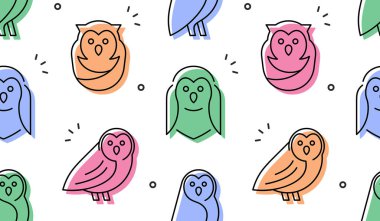 Baykuşlarda kusursuz desen var. beyaz arkaplanda izole