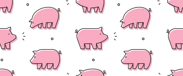 Patrón Sin Costuras Con Cerdos Aislado Sobre Fondo Blanco — Archivo Imágenes Vectoriales