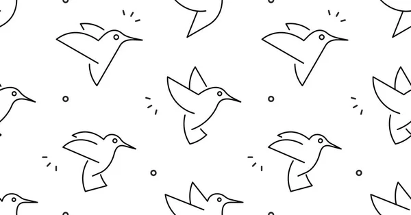 Nahtloses Muster Mit Kolibris Isoliert Auf Weißem Hintergrund — Stockvektor