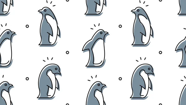 Безшовний Візерунок Пінгвінами Ізольований Білому Фоні — стоковий вектор