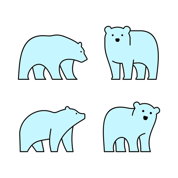 Γραμμικό Σύνολο Χρωματισμένων Εικόνων Αρκούδων Σχεδιασμός Εικονιδίων Στοιχεία Προτύπου — Διανυσματικό Αρχείο