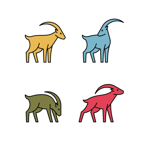 Linear Set Colored Goats Icons Icon Design Template Elements — ストックベクタ