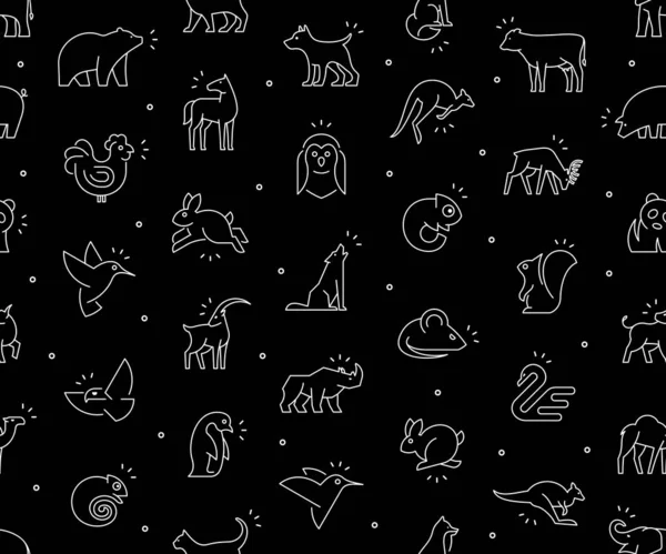 Patrón Sin Costuras Con Iconos Animales Conjunto Iconos Animales Aislado — Archivo Imágenes Vectoriales