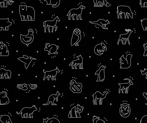 Patrón Sin Costuras Con Iconos Animales Conjunto Iconos Animales Aislado — Archivo Imágenes Vectoriales
