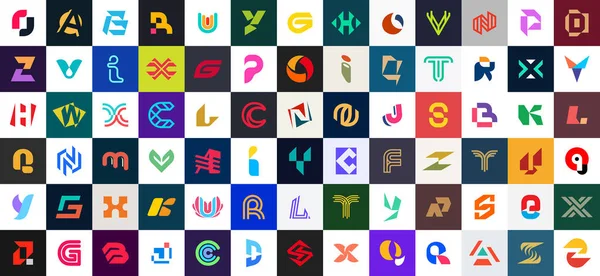 Abstrakcyjna Kolekcja Logo Literami Geometryczne Abstrakcyjne Loga — Wektor stockowy