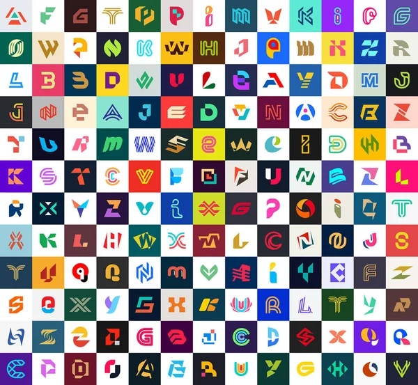 Coleção Logotipos Abstratos Com Letras Logótipos Geométricos Abstratos — Vetor de Stock