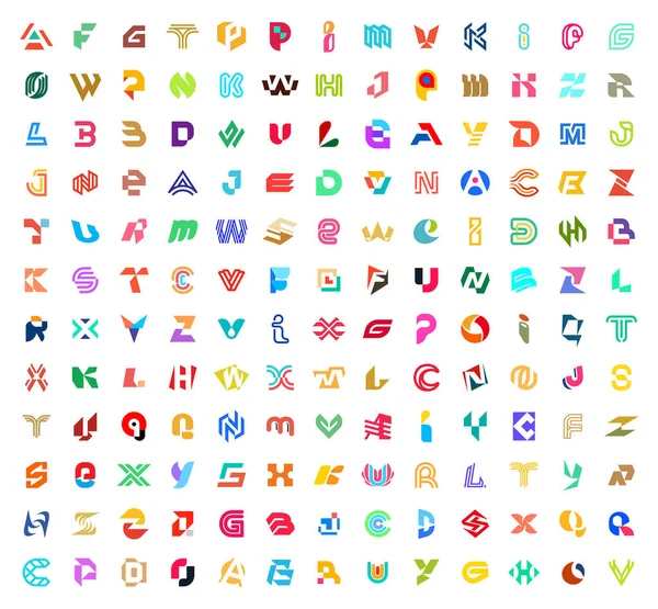 Abstracte Logo Collectie Met Letters Geïsoleerd Witte Achtergrond — Stockvector