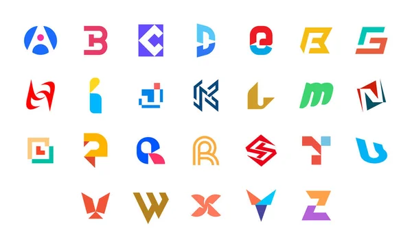 Sammlung Von Buchstaben Bis Logo Geometrische Abstrakte Logos Abstrakte Schrift — Stockvektor