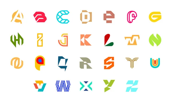 Coleção Letra Logotipo Logótipos Geométricos Abstratos Fonte Abstrata Alfabeto Isolado —  Vetores de Stock
