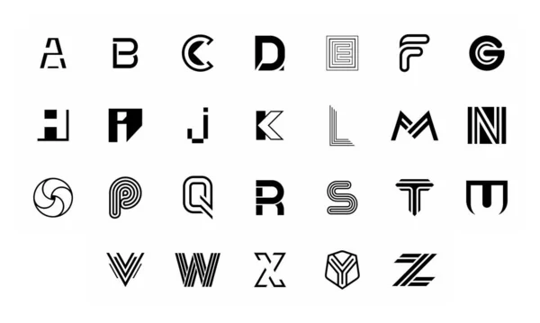 Insamling Bokstaven Till Logotyp Geometriska Abstrakta Logotyper Abstrakt Typsnitt Och — Stock vektor
