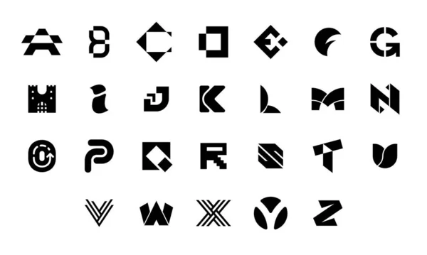 字母A到Z标识的集合 几何抽象标识 摘要字体和字母表 因白人背景而被隔离 — 图库矢量图片