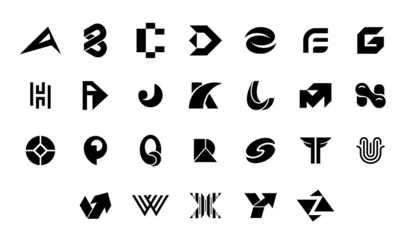 Zbiór Liter Logo Geometryczne Abstrakcyjne Logo Abstrakcyjna Czcionka Alfabet Izolacja — Wektor stockowy